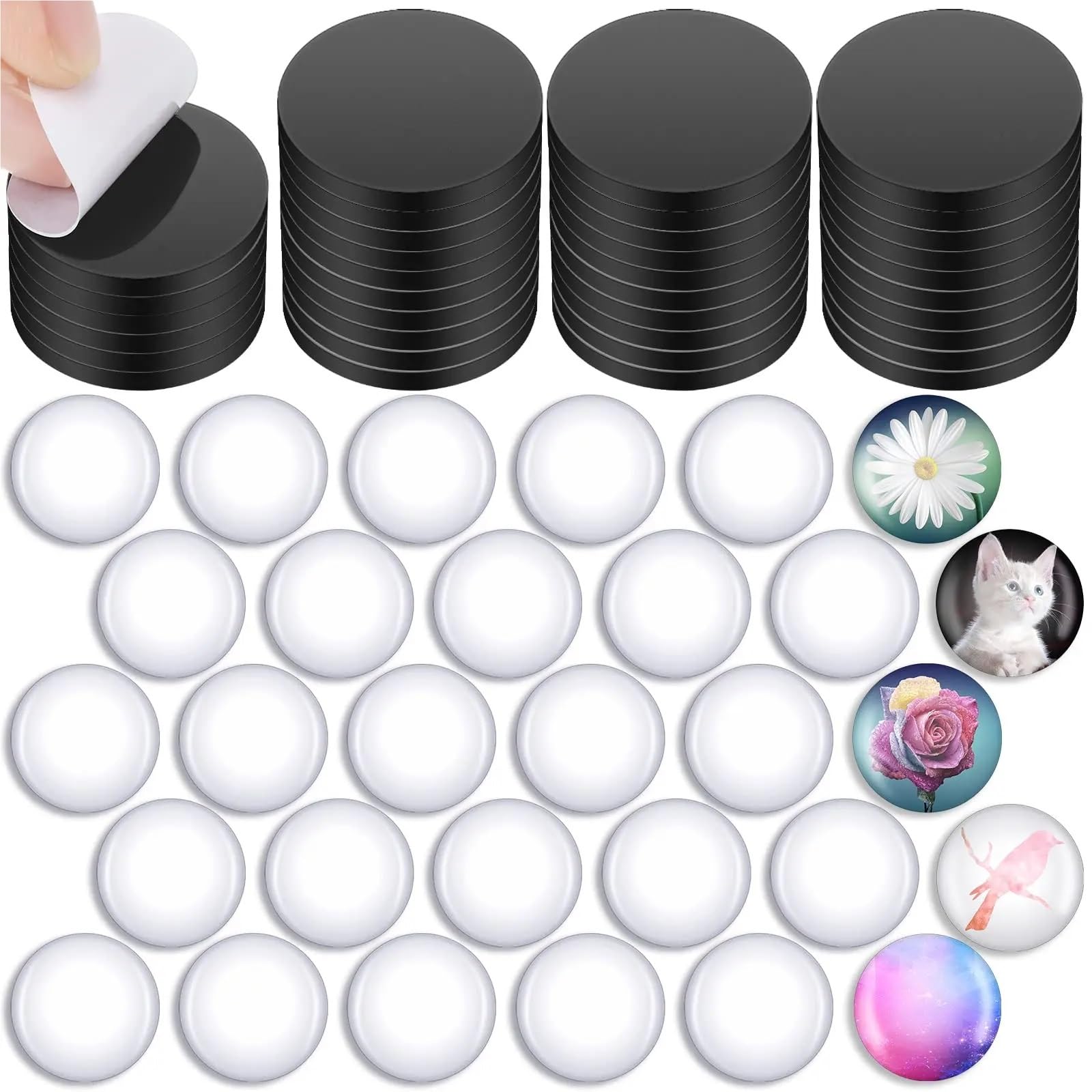 Magnete Kühlschrank 48 Stück runde Kühlschrankmagnete mit klaren Kuppel-Cabochons und Glasscheiben for Kühlschrank, Büro, Schließfach, Whiteboard