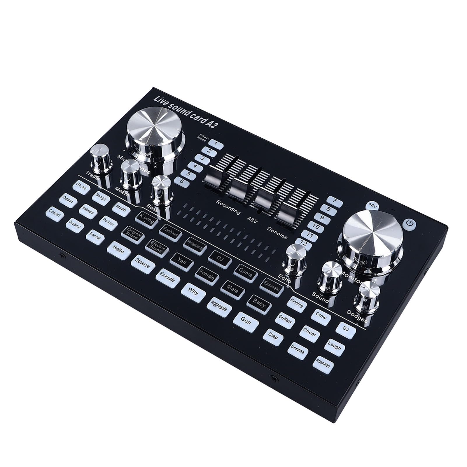 Mezclador de Audio de Tarjeta Sonido en Vivo, Equipo Podcast Interfaz Audio Bundle PC Teléfono Móvil Universal con Procesamiento Avanzado para la Transmisión Grabación 48V, Sonido Superior