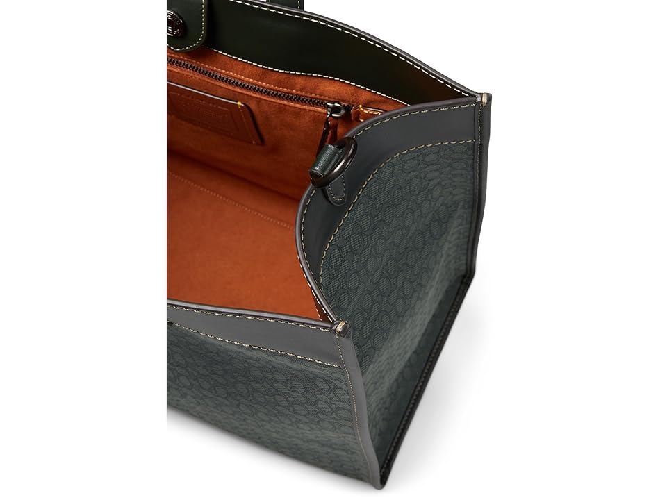 Coach Field Tote 40 In Micro Signature Jacquard (Amazon Green) Handbags