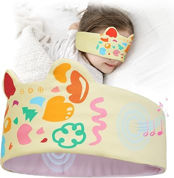 LC-dolida Toddler Headphones Wireless, Kids Headband Headphones Cute & Comfortable Fit, Safe Volume Limited Bluetooth Headband & Eyemask for Boys Girls, Airplane Travel Essentials for Kids