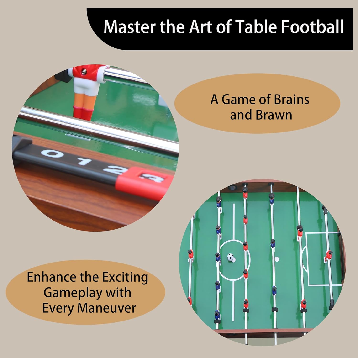 54" Foosball Table Adult Size with 4 Foosball Ball and 2 Scorers Counter,Fooseball Table with 2 Cup Holders for Game Room,Enjoy Family Games with Game Table