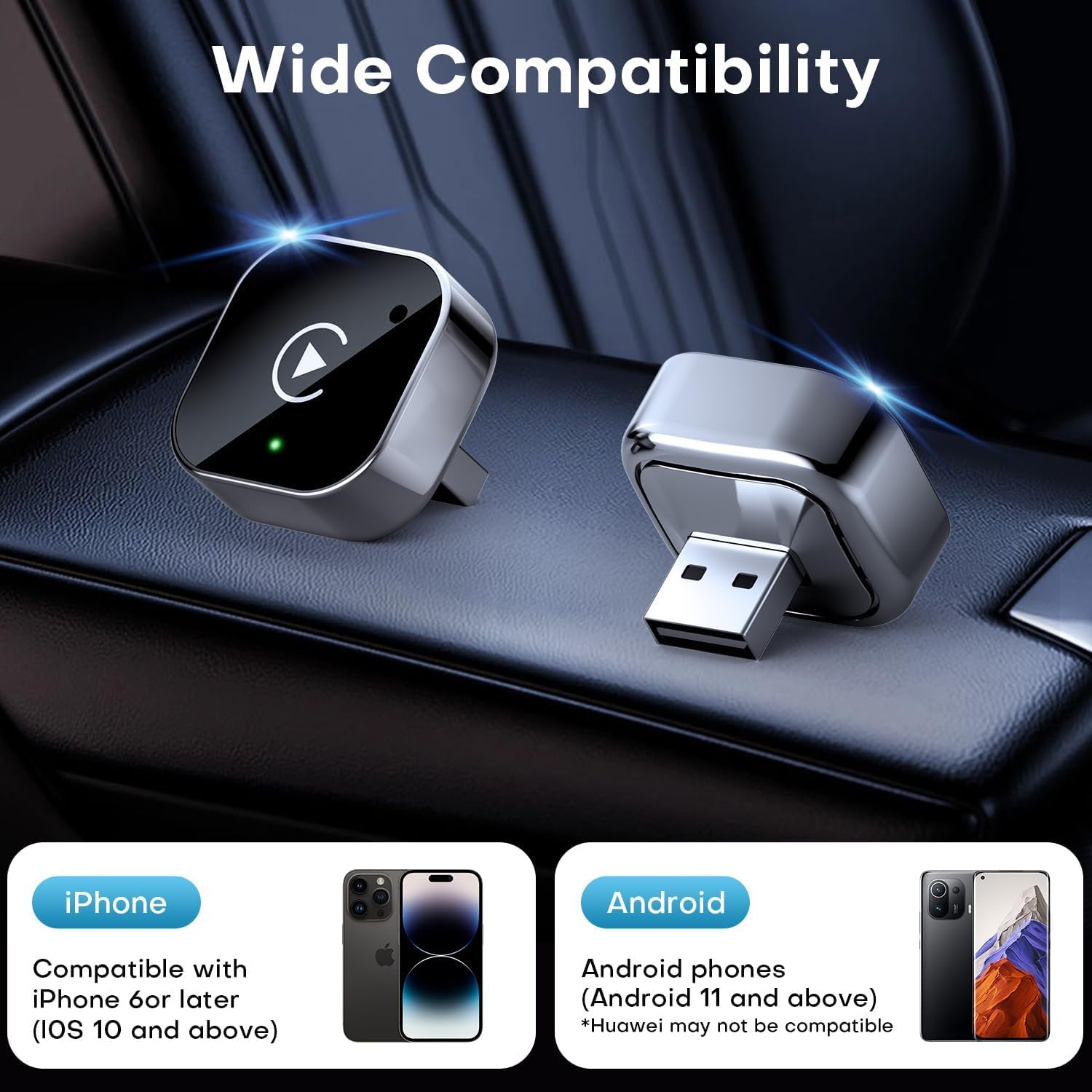 2026-Upgrade-Version: Kabelloses CarPlay mit Mini-USB-Design, geeignet für Fahrzeuge mit integriertem kabelgebundenem Apple CarPlay, ermöglicht Nahtlose Nutzung, schnelle und stabile Verbindung.