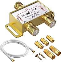 Vista 7 de Justech Divisor de cable coaxial de 6 vías, divisor coaxial de TV MoCA 5-2500MHz con cable coaxial de 4.9 ft F enchufes para Sky Box Telewest