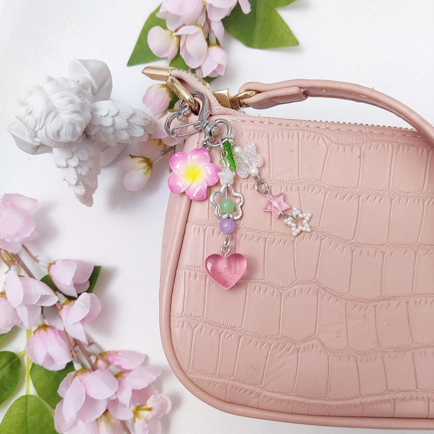 Y2K Aesthetic Keychains for Women Cute Flowers Star Cake Jellyfish Keychins Charms Kawaii Bag Purse Decor - Image 7