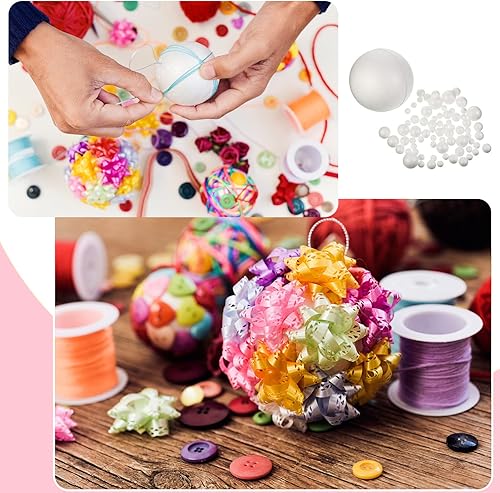Miniatura 5 de Paquete de 73 bolas de espuma blanca para manualidades, bolas de poliestireno de varios tamaños para arte y manualidades, suministros de bricolaje,
