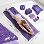 Foldable Yoga Mat Set for Women Including Thin Non Slip Yoga Mat with Bag,Yoga Blocks 2 Pack with Strap, Knee Pads,Pilates Ball,Pilates & Yoga Kit for Beginners For Home Workouts, Outdoor, Travel