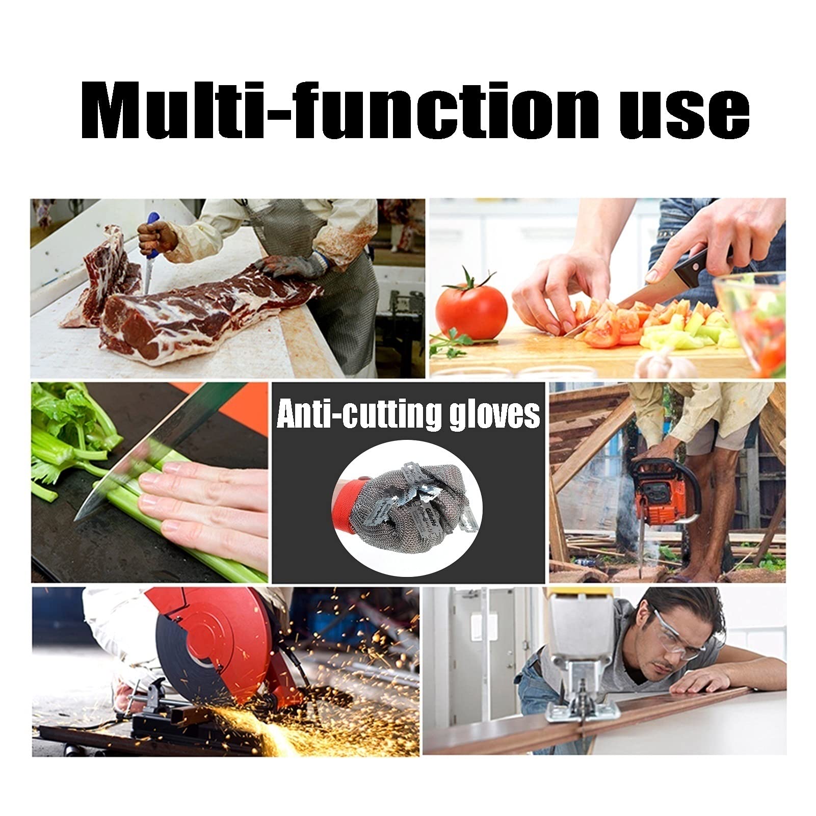 Gartenhandschuhe Metall Edelstahldraht Handschuhe, Schnittfeste Schutzhandschuhe, Metzger Arbeitsschutzhandschuhe, Lebensmittelqualität Für Gartenküchen Im Freien, 6 Größen