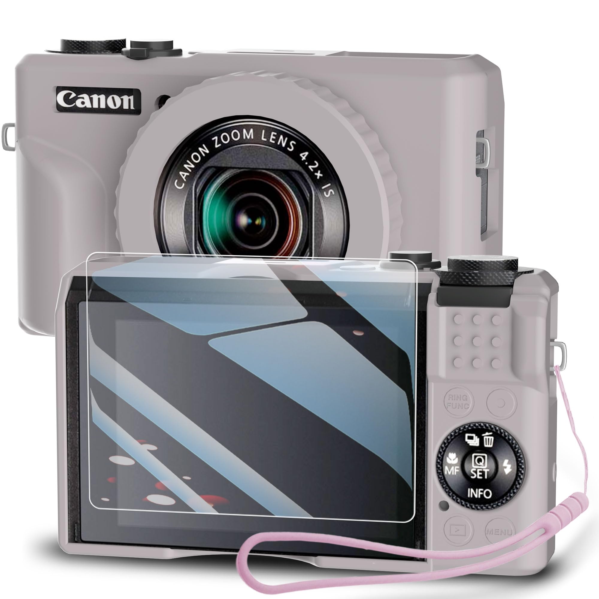 TUOOUT Silicone Case for Powershot G7X Mark II Digital Camera with with Removable Lens Cover and Screen Protector and a Lanyard for Powershot G7X Mark