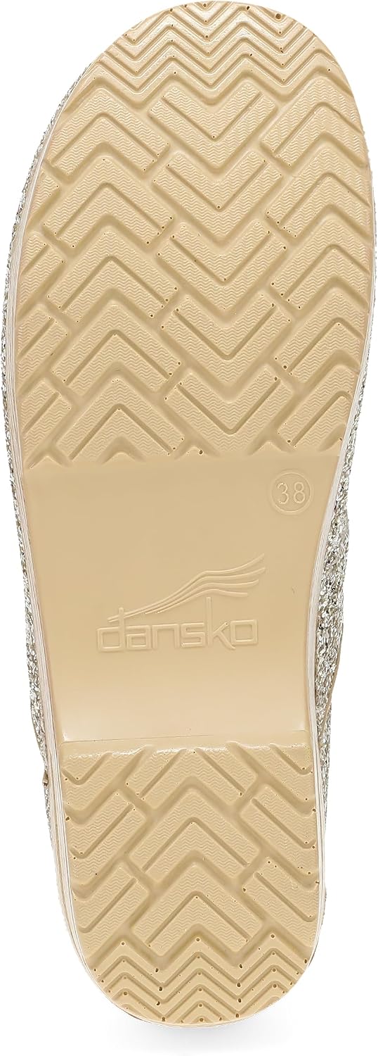 Dansko Professional Glitter Slip-On Clogs for Women – Rocker Sole and Arch Support for Comfort – Shiny and Stylish Glitter Uppers