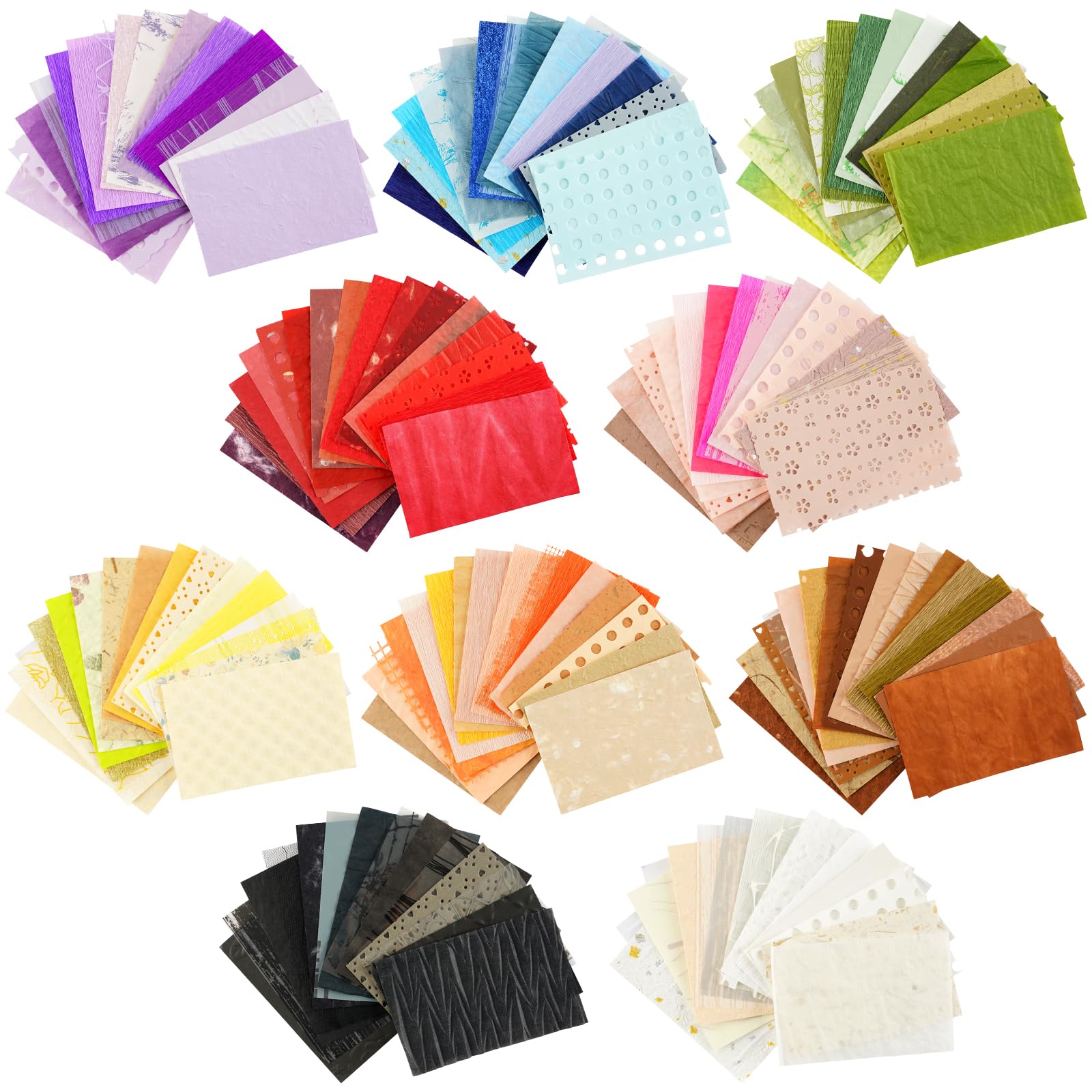 160 Sheets Scrapbook Paper Textured Handmade Scrapbooking Junk Journaling Supplies Mesh Fabric Mix Decoupage Paper for Card Making Gift WhappingJunk Journal , 10 Color 4.72 x 3.14 Inch