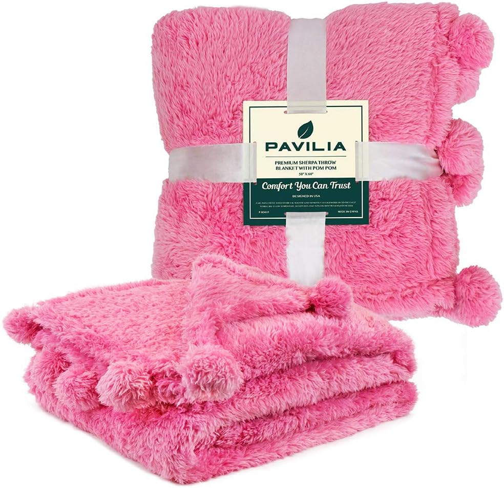 Buy Pavilia Hot Pink Sherpa Throw Blanket For Couch Buy Pavilia Hot Pink Sherpa Throw Blanket For Couch