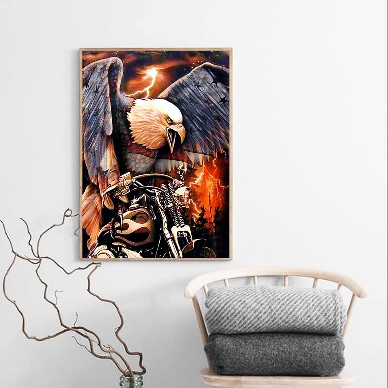 QAZWSX 5D Diamond Painting Kits for Adults Bald Eagle and Motorcycle Full Drill Diamond Art Rhinestone Painting with Diamonds Pictures Arts and Crafts for Home Wall Decor 12x16inch(30x40cm) image 3