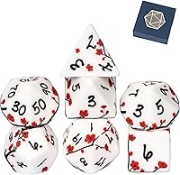 Vista 21 de Juego de dados de resina para DND, juego de 7 dados poliédricos negros D&D rellenos con papel de colores brillantes para juegos de rol