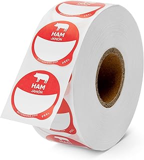 Ham Food Labels 1000 pcs | 1" Dot Blank Sticker Labels to Write On for Party Buffet, Delis, Sandwich Shops, Food Containers