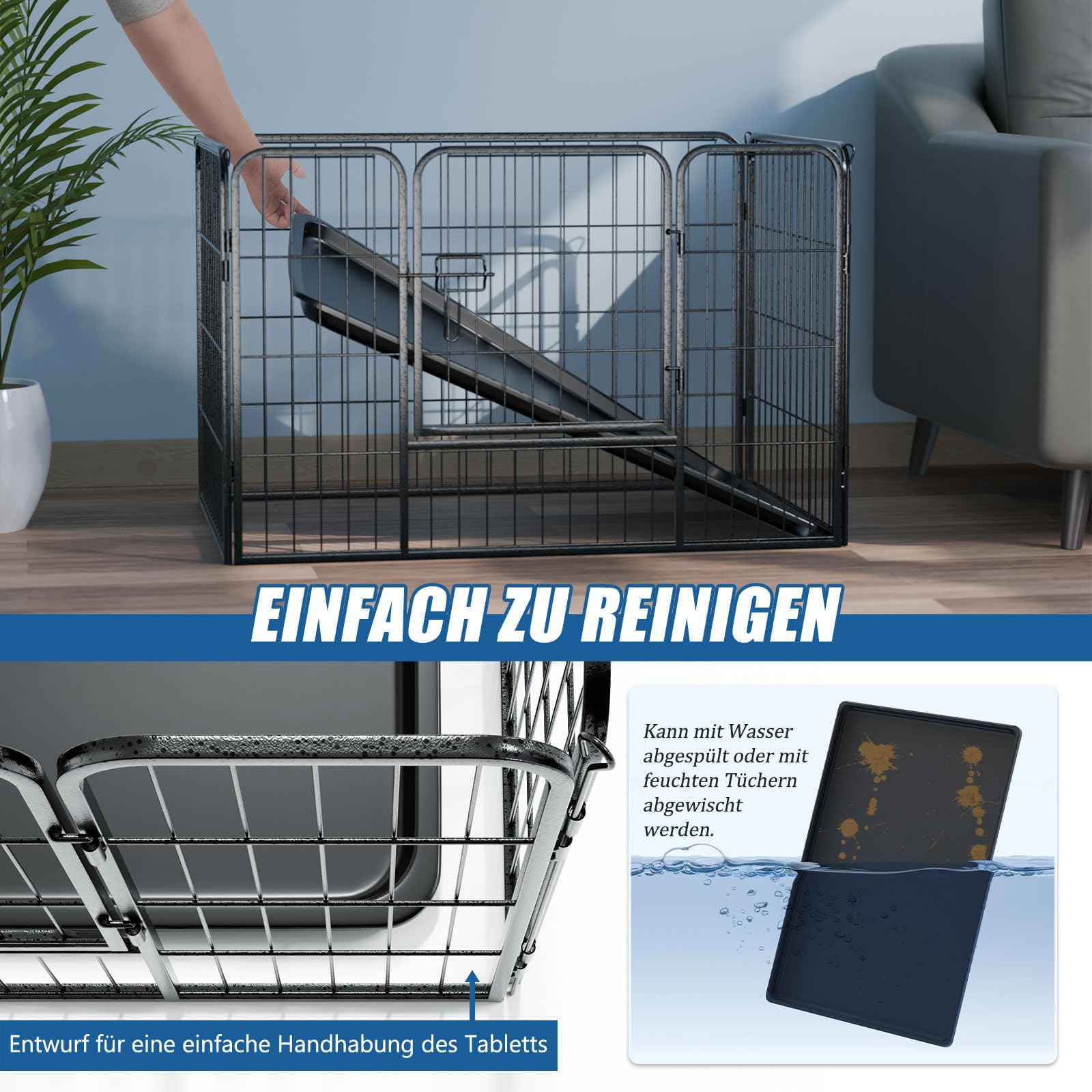 QRDA Vallas de Juegos para Perros con Puertas Plegables - Metálicas, Corren Libremente, Cuadrículas, 4 Juegos - para Animales