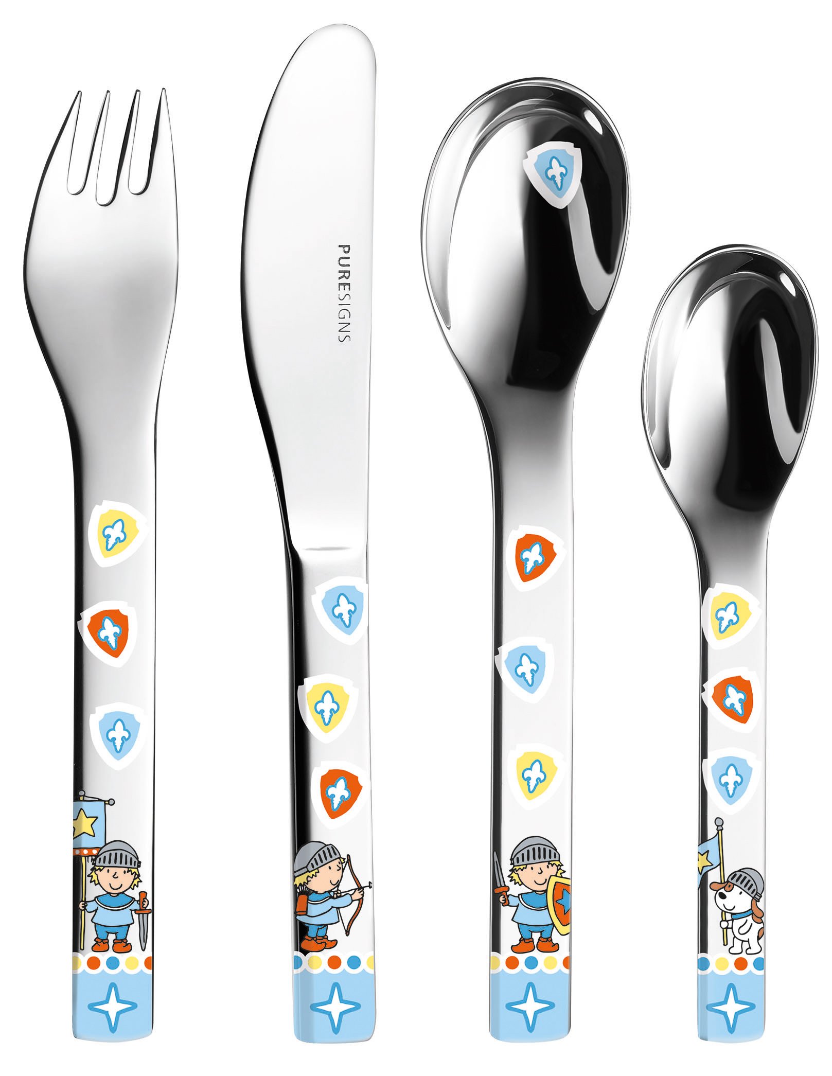 Set 4 cubiertos acero inox.18/10 infantil Miko Caballero. [AB9751]