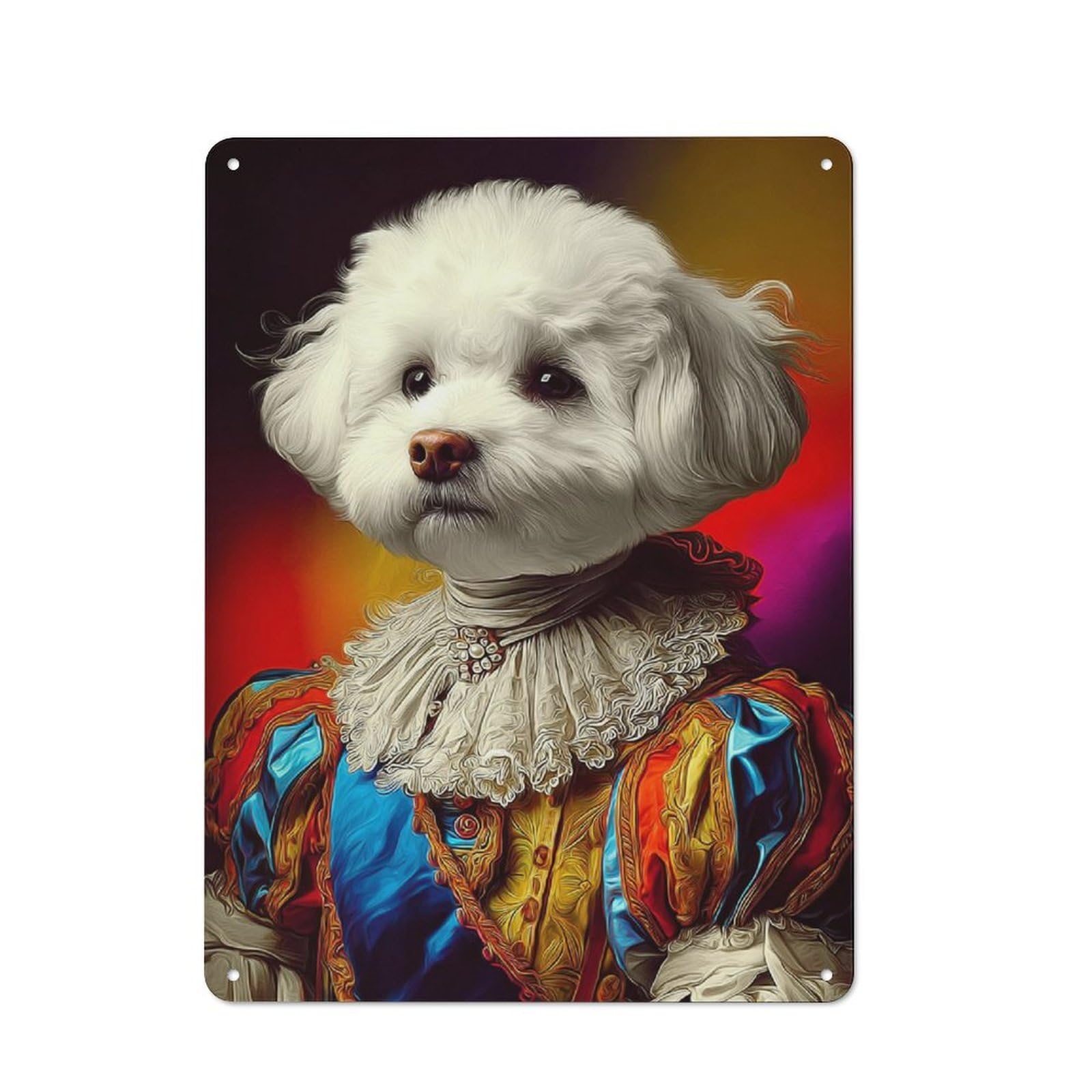 Junmoney Regal Poodle Portrait Art Retro Metal Wall Sign 40X30cm For Man Cave Or Games Room, For Man Cave Decor Fans Refreshing A Room In Autumn
