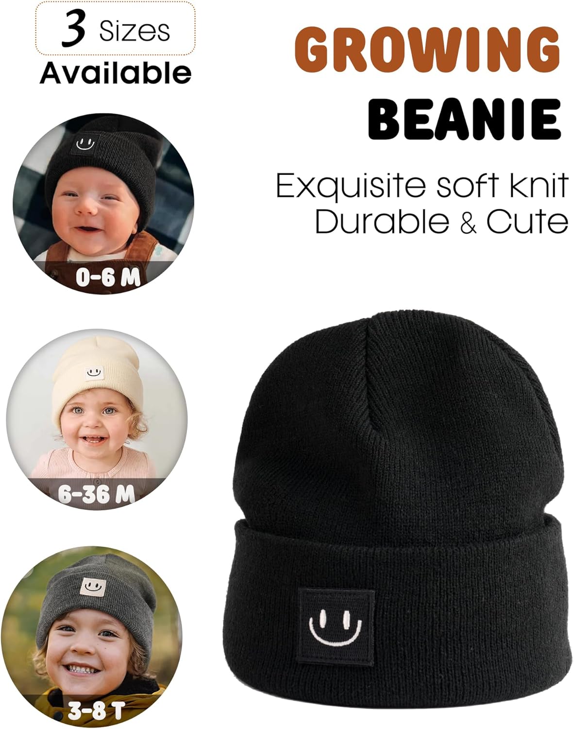 FURTALK Baby Toddler Winter Hat 3 Packs Baby Beanie Toddler Beanie Boys Girls Fleece Lined Kids Warm Knit Hats - Image 6