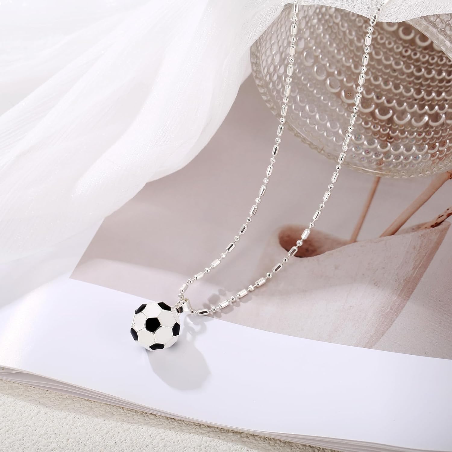 Sport Ball Necklace for Women, Soccer Baseball Football Basketball Volleyball Jewelry, Athletic Fan Pendant - Image 5