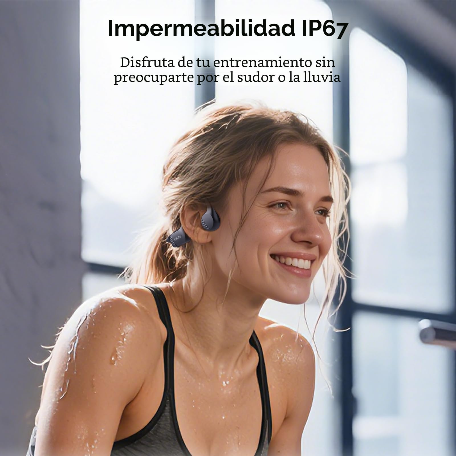 IFECCO Auriculares Conduccion Osea Bluetooth 6.0 – Cascos Conduccion Osea Inalambricos con Micrófono,IP67 Impermeables Auriculares Deportivos Open Ear para Correr Ciclismo Fitness