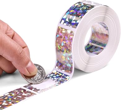 Scratch Off Sticker Hologram Holographic Sticker Glitter Labels DIY Make Your Own Lottery Ticket Games 1x2inch 500pcs