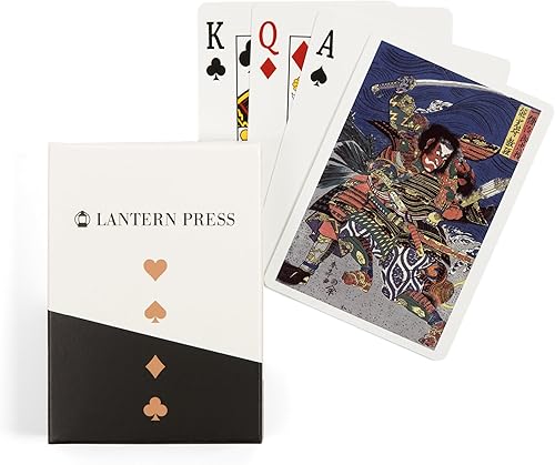 Lantern Press The Samurai Warriors Ichijo Jiro Tadanori y Notonokami Noritsune, corte de madera japonés (52 cartas de póquer, con comodinos)