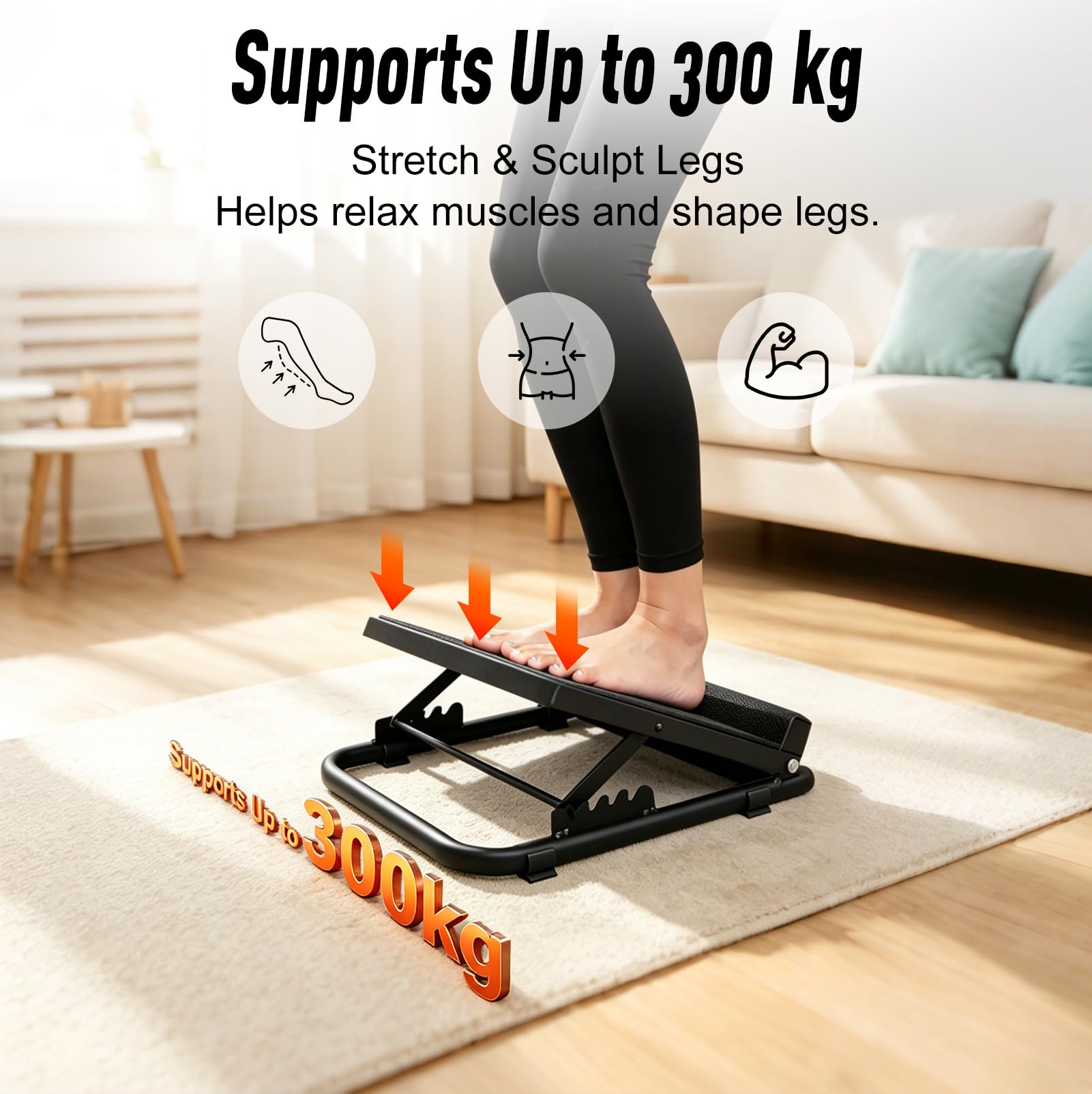 Estirador de pantorrillas, cuñas hasta las rodillas, tabla inclinada para fitness, 37 x 36 cm, 5 niveles ajustables, reposapiés antideslizante, estirador de pantorrillas estable y sentadillas