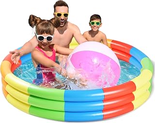 Mink Kiddie Inflatable Swimming Pool,Kid Water Pool ,Plastic Baby Pool for Boys Girls a Safe Summer Water Party Pool 120*30cm (48*11.8in) (47" Rainbow Pool)
