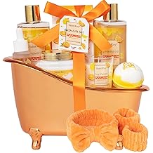 Orange Scents spa gift set Great Gift Lemon Spa Gifts for girls, Body care Set Birthday Gifts, Gift Baskets for Woman, 11pcs Bath Gift Set for Women, Christmas Gifts for Women Citrus Spa Gift Basket