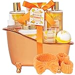 Orange Scents spa gift set Great Gift Lemon Spa Gifts for girls, Body care Set Birthday Gifts, Gift Baskets for Woman, 11pcs Bath Gift Set for Women, Christmas Gifts for Women Citrus Spa Gift Basket