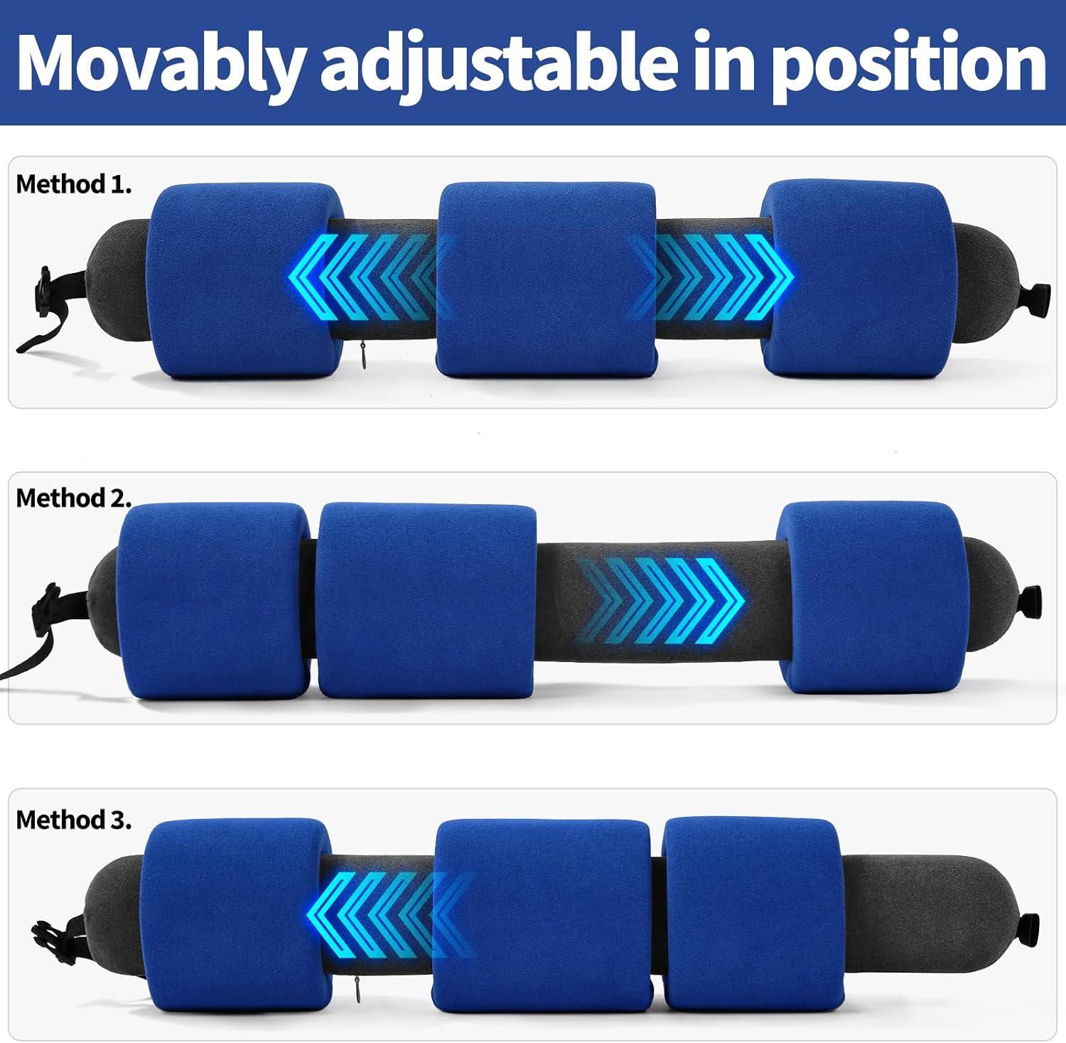 3-Ring Memory Foam Travel Neck Pillow It has obtained a Patent. The Three Rings can be movably Adjusted to Provide Flexible Support for The Neck, Head, and Other Areas.Blue