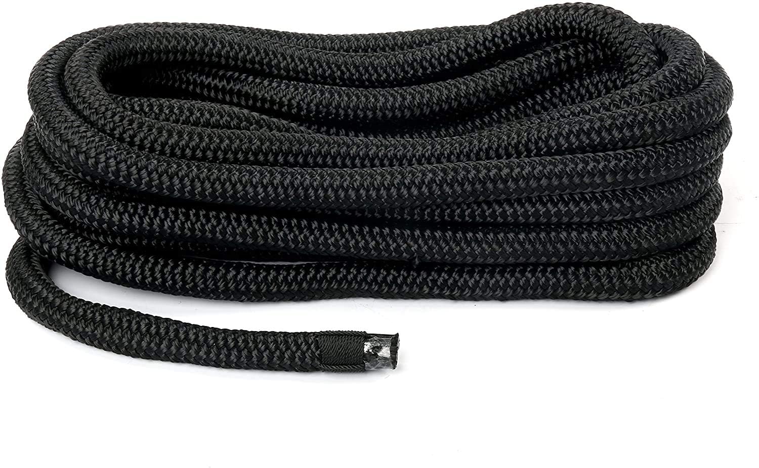 FreeTec 2-częściowa lina do łodzi łódź Fenderleine Nylon Dockline Linia cumownicza Lina Fender z oczkiem 16 mm średnica 7,6 m długości czarna