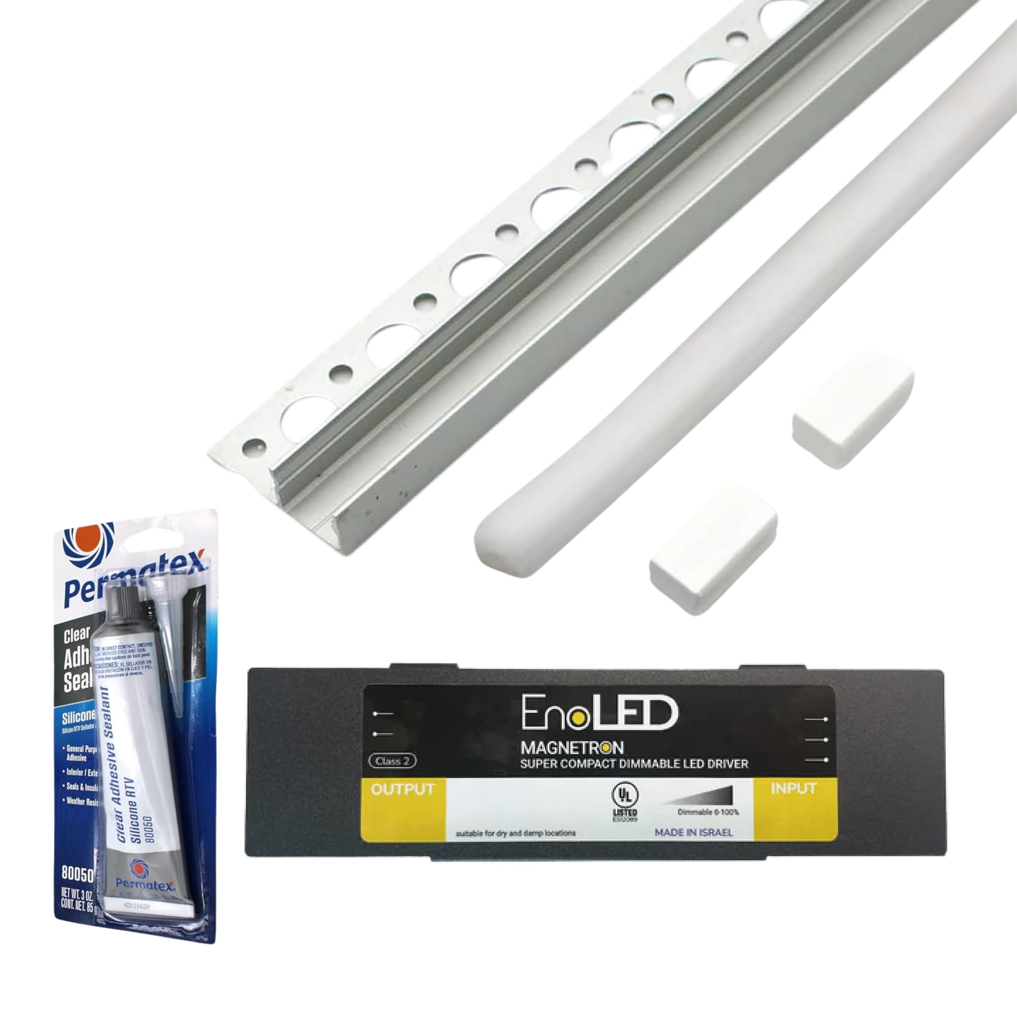 Wired4Signs Nicho Series White LED Tile Edge Light Strip Kit 24V DC Warm White 3000K Waterproof Silicone Profile Dimmable for Bathroom Shower Accent