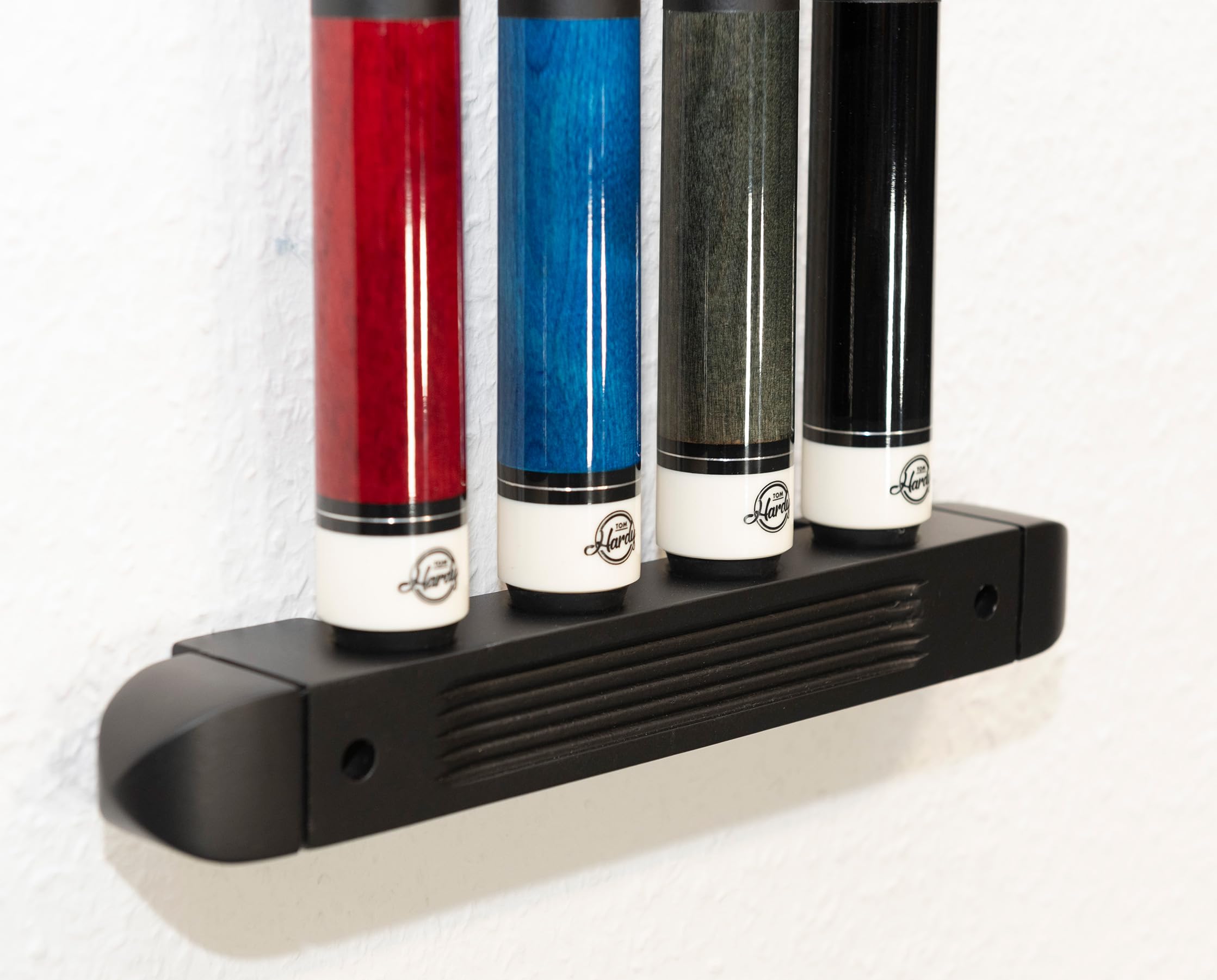 Winsport Billard Queue Wandhalter 2-teilig. für 4 oder 6 Queues, Billardqueue Halterung aus hochwertigem Rubberwood/Holz schwarz