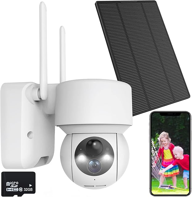Camcamp Security Camera Outdoor Wireless with 360° View, 1080P Solar Security Camera Outdoor with 2-Way Audio, Smart Motion Detection, Spotlights, Color Night Vision