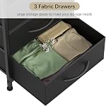 Table de chevet avec borne de recharge, grand stand de nuit avec tiroirs USB Ports et sorties Table de chevet noire avec tiroirs en tissu Table de côté avec rangement pour salon, chambre, bureau