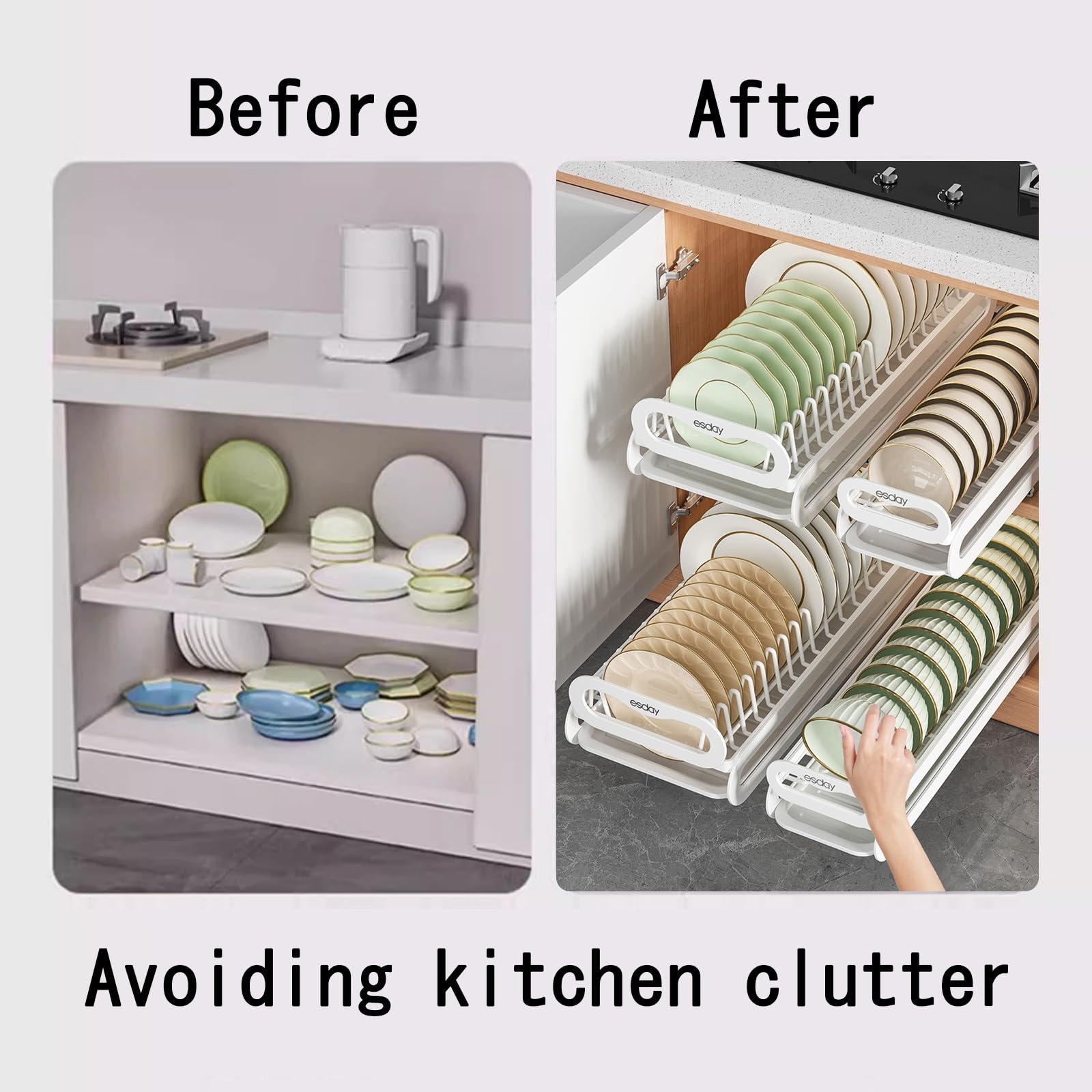 Escurreplatos para Módulos Altos, Escurridor De Platos Y Vasos para Muebles De Cocina, Escurridor De Platos Acero Inoxidable, Escurreplatos De Cocina, Escurreplatos Extensible(Plate Rack)
