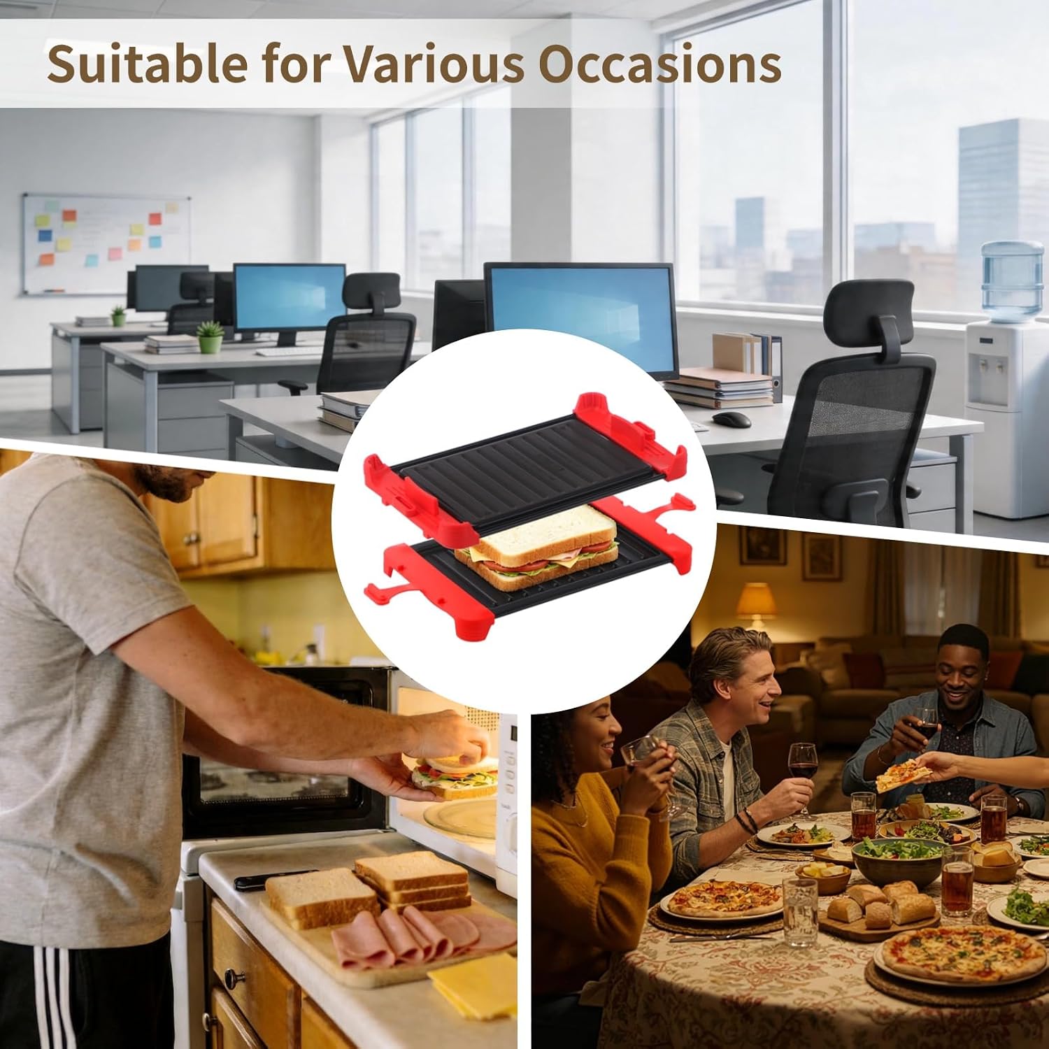 Microwave Sandwich Maker - Microwave Grill Pan for Panini, Quesadilla, Grilled Cheese & Toast, Non-Stick Surface, Fast Heating, Dishwasher Safe, Ideal for Home Meal Preparation & Quick Snacks