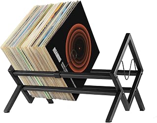 Vinyl Storage Metal Record Stand 80-100 LP Storage Vinyl Organizer Vinyls Record Storage Holder Creative CD Display Stand for the Office or Any Room