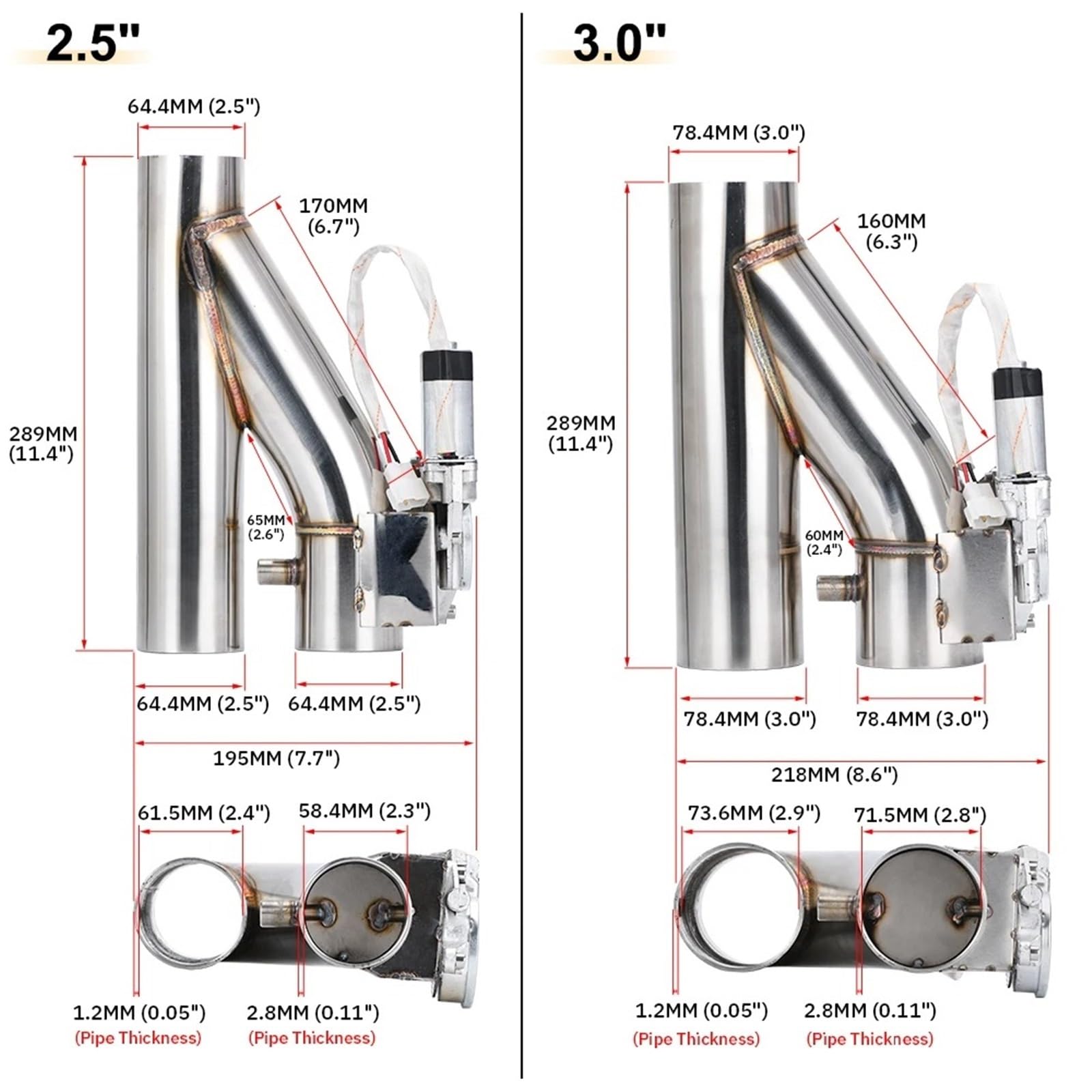 Scarico Tubo Punta Valvola Di Scarico Elettrica Universale In Acciaio Inossidabile Da 2,5" / 3" Con Telecomando Wireless VR-CT93 Scarico Auto Terminale(CT93-30)