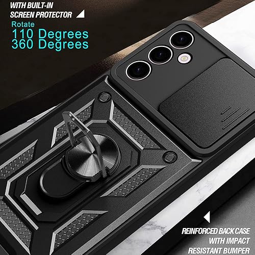 Miniatura 7 de ST-HONATOP Funda de teléfono para Samsung A24 4G, a prueba de golpes, protector de lente de cámara deslizante integrado con función atril para