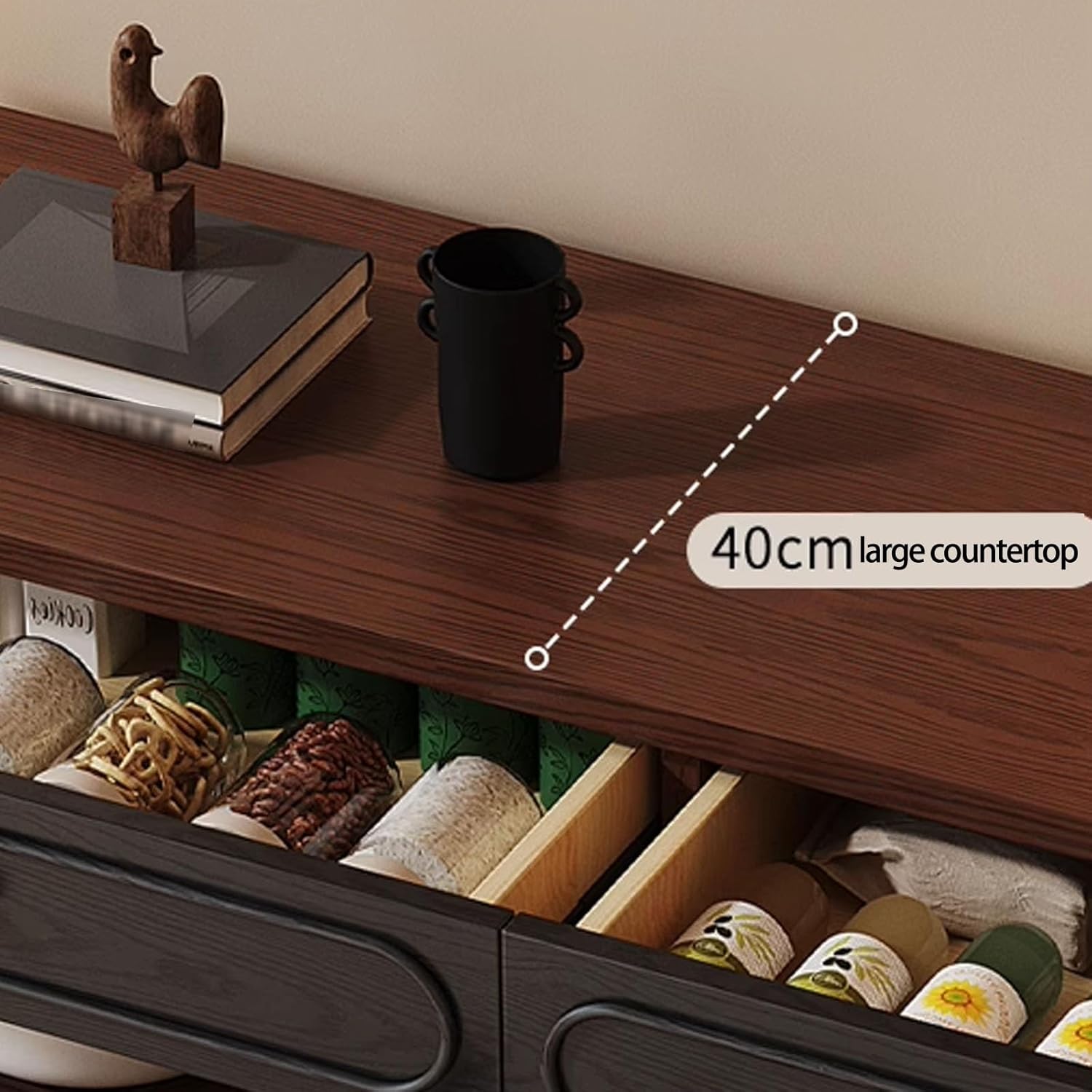 Sideboard Buffet Cabinet, Mid-Century Accent Storage Cabient with Glass Doors, Hutch Cupboard with Drawers,Large Capacity Coffee Bar Dressing Table(160cm/63in)