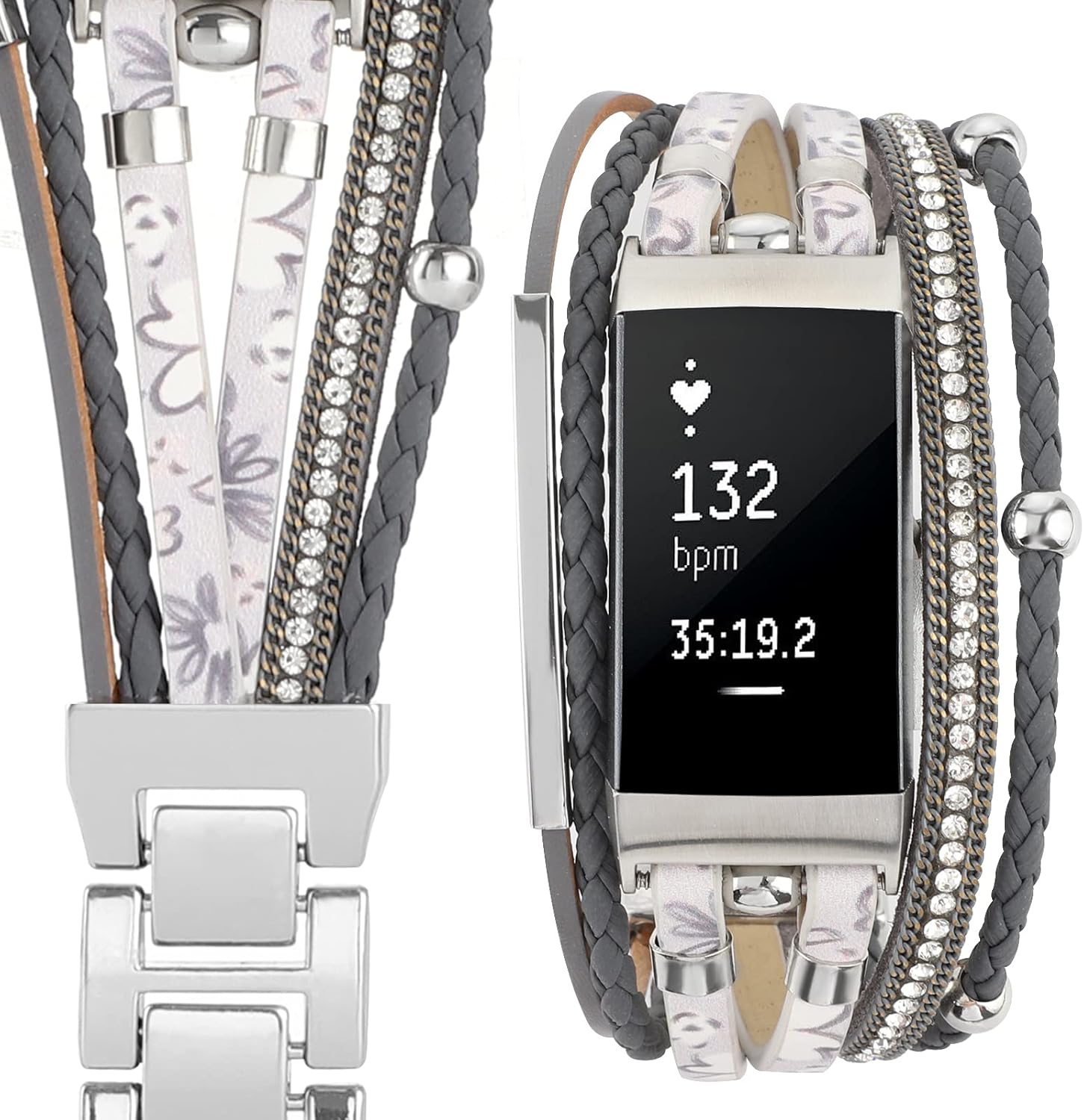 Miniatura 3 de Correa de cuero elegante compatible con Fitbit Charge 4 Charge 3 pulseras bohemias para mujer correa de repuesto para accesorios Charge 4Charge 33SE