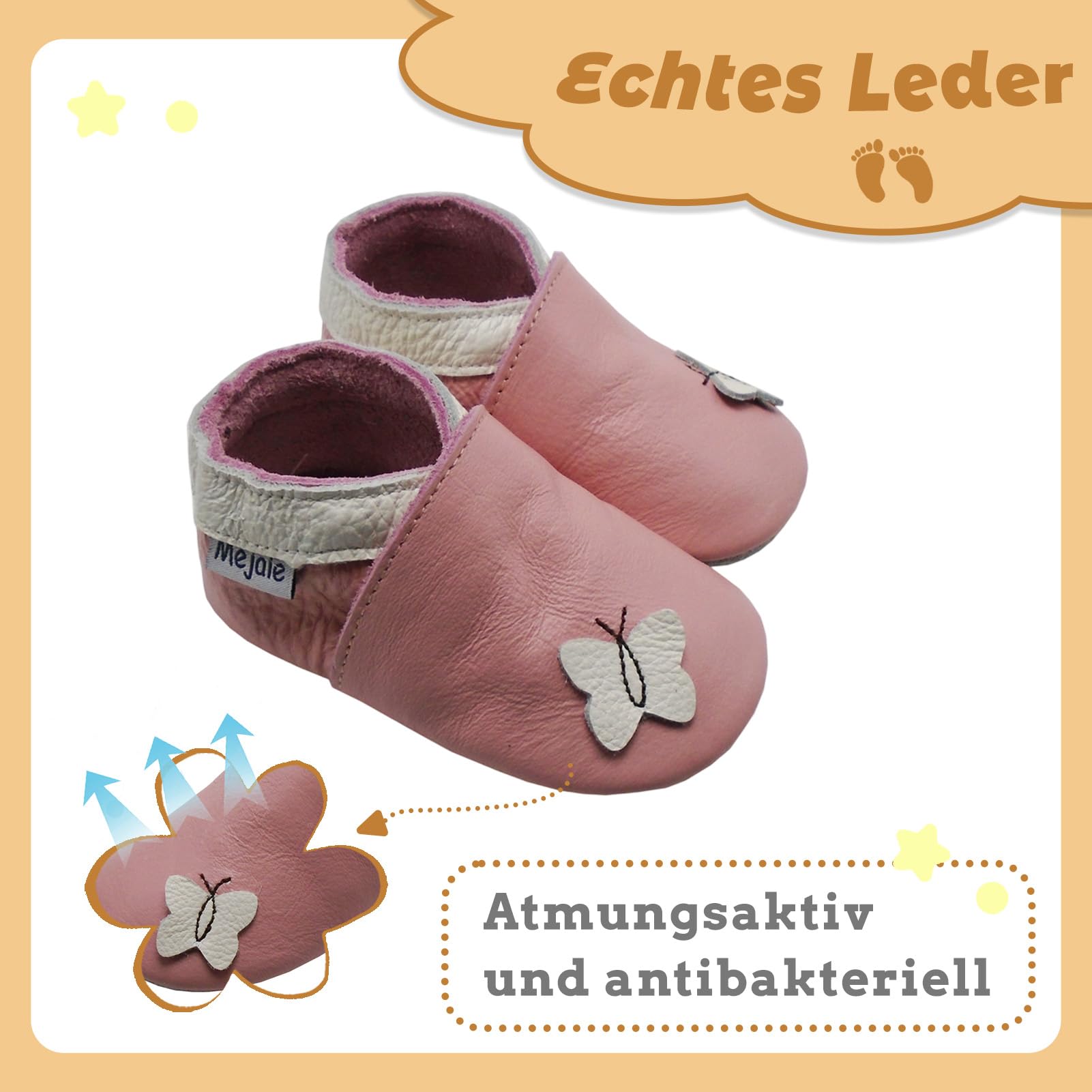 Mejale Baby Lederschuhe Krabbelschuhe Baby Lauflernschuhe Infant Crawling Kleinkind Mokassins Jungen Babyschuhe Mädchen Hausschuhe Babyhausschuhe