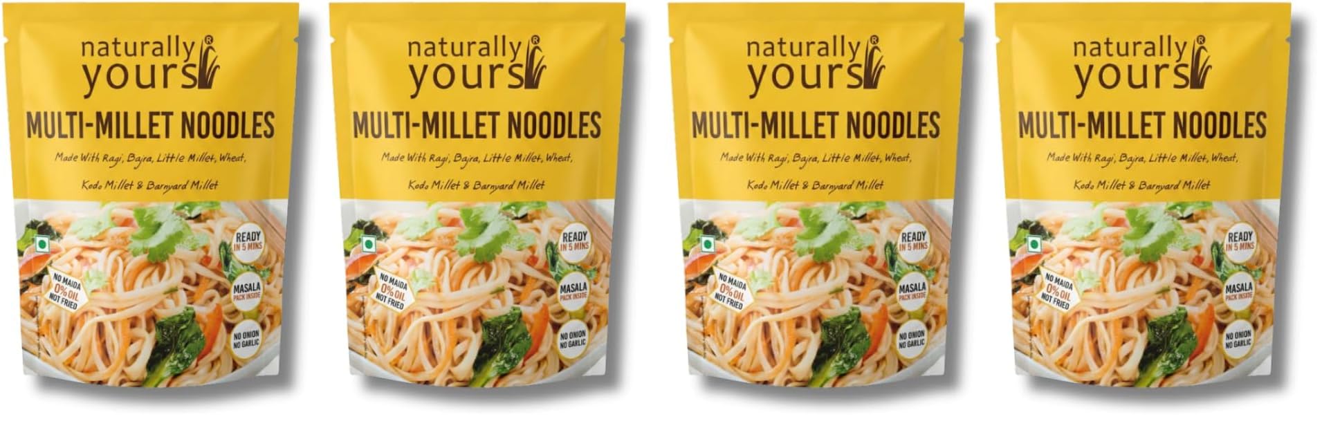 Naturally Yours Multi Millet Hakka Noodles | Ragi, Bajra, Little, Kodo & Barnyard Millet with Whole Wheat | No Maida, No Onion No Garlic, Jain Friendly, Vegan, Preservative Free | 180g Pack of 4-image-6