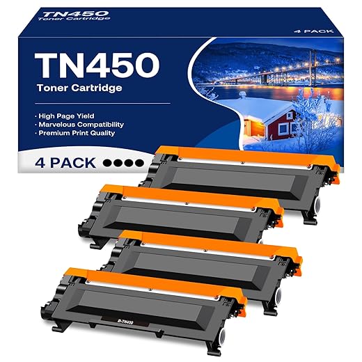 Tn450 Toner Cartridge High Yield Replacement for Brother TN-450 TN420 TN-420 Compatible with HL-2270DW HL-2280DW HL-2230 MFC-7360N MFC-7860DW DCP-7065DN Intellifax 2840 2940 Printer (4 Pack)