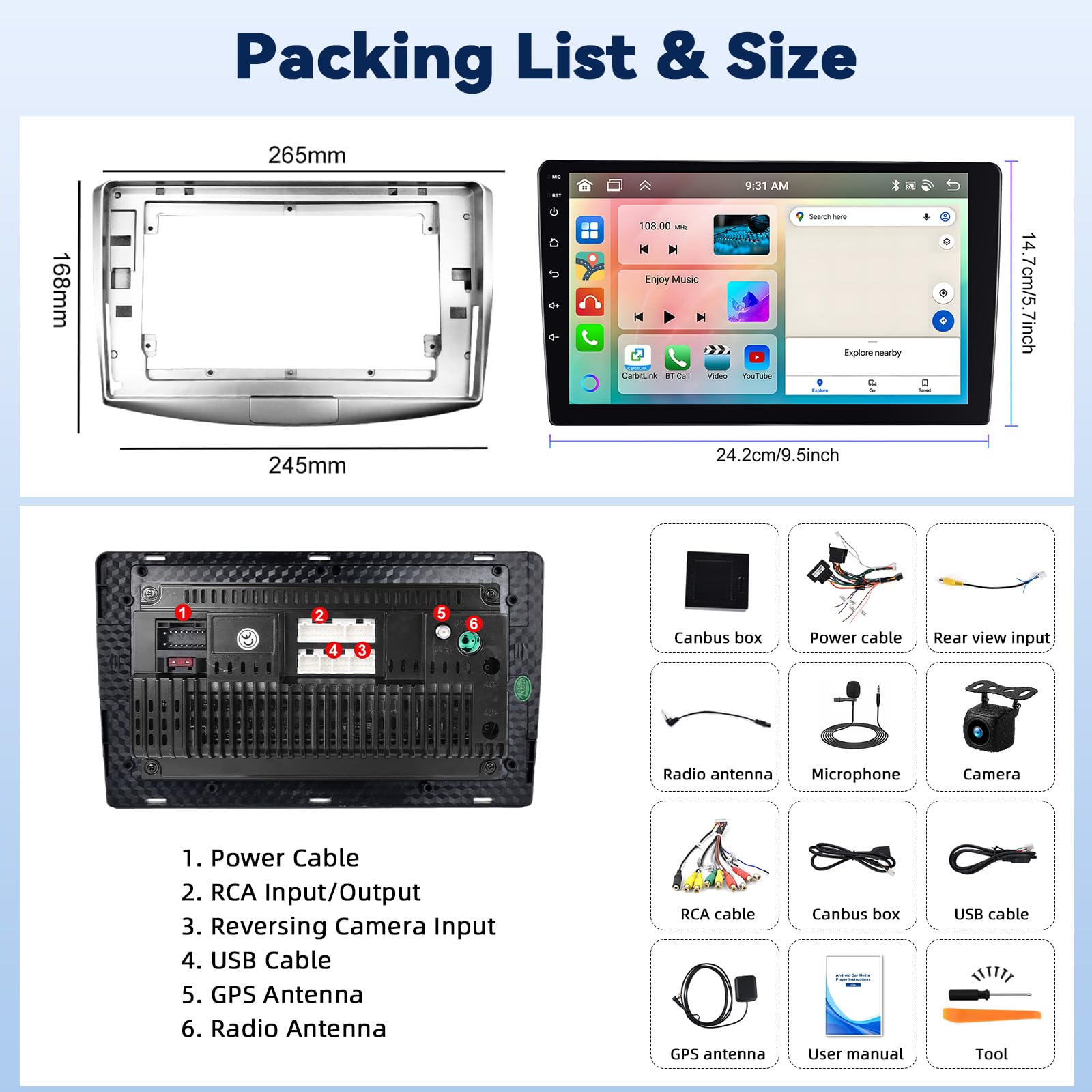 Android 15, 6G+128G 8-Kern GOHHDL Autoradio 2Din für VW Passat B6 B7 Magotan CC 2010-2015 Carplay Android Auto, 10.1 Zoll Touch Radio mit Mirror Link GPS WiFi Bluetooth FM/RDS EQ Rückfahrkamera&MIC