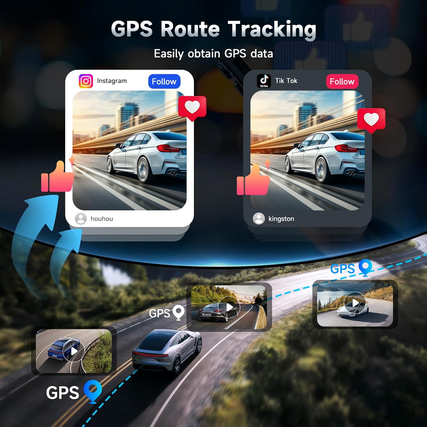 4K Dual Dash Cam Front and Rear with 5Ghz WiFi, GPS, ADAS & Blind Spot Detection, 3.16" IPS 4K-3840 * 2160P Car Dash Camera, APP Control, Night Vision, 24/7 Parking Mode, G-Sensor