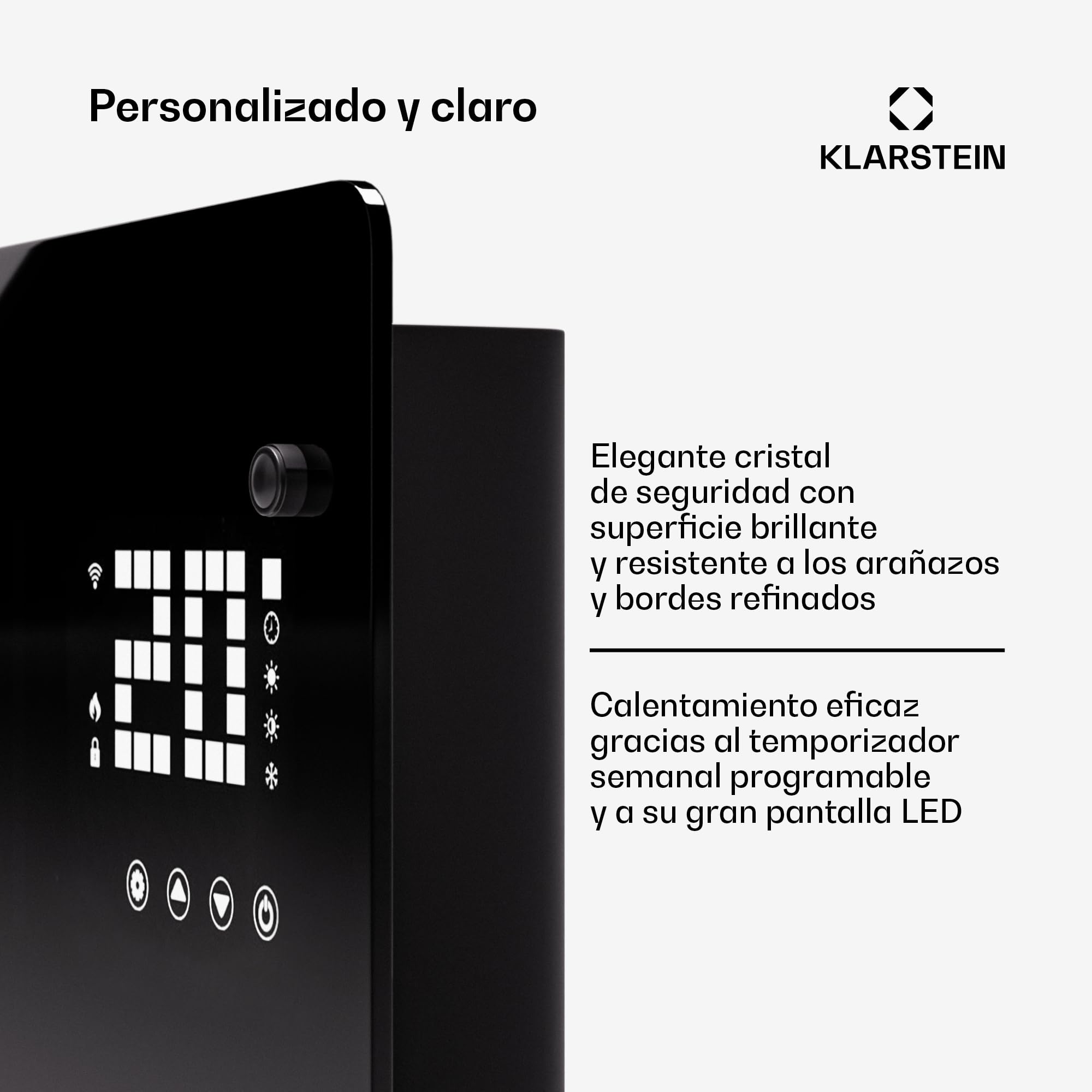 Klarstein Radiador Electrico Bajo Consumo, Estufa Pared 2500W con Ruedas, Radiadores Bajo Consumo Electricos para Pared o dejar de Pie, Fácil de Transportar, Calefacción Eléctrica