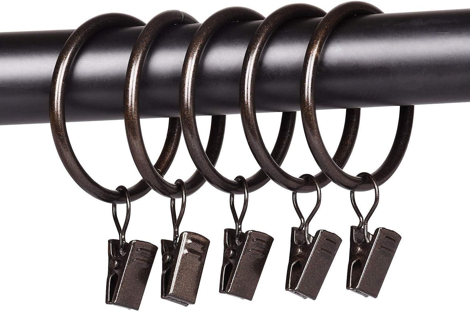 Curtain Rings with Clips - Set of 28, Interior Diameter 1.75inch,Fits Up to 1 1/2 Inch Rod - Oil Rubbed Bronze …
